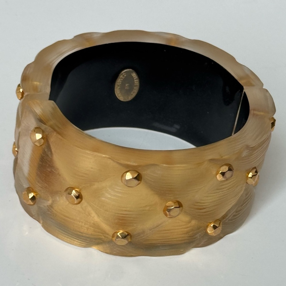 Alexis Bittar Gold Toned Studded Resin Bangle Bracelet